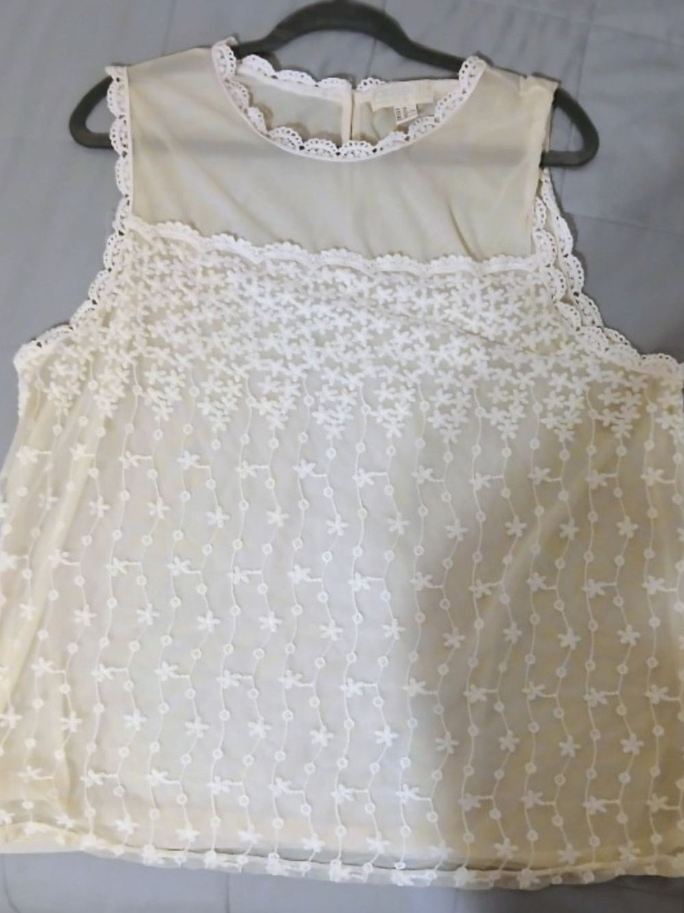 Forever 21 Ivory Sheer Floral Lace Camisole Top